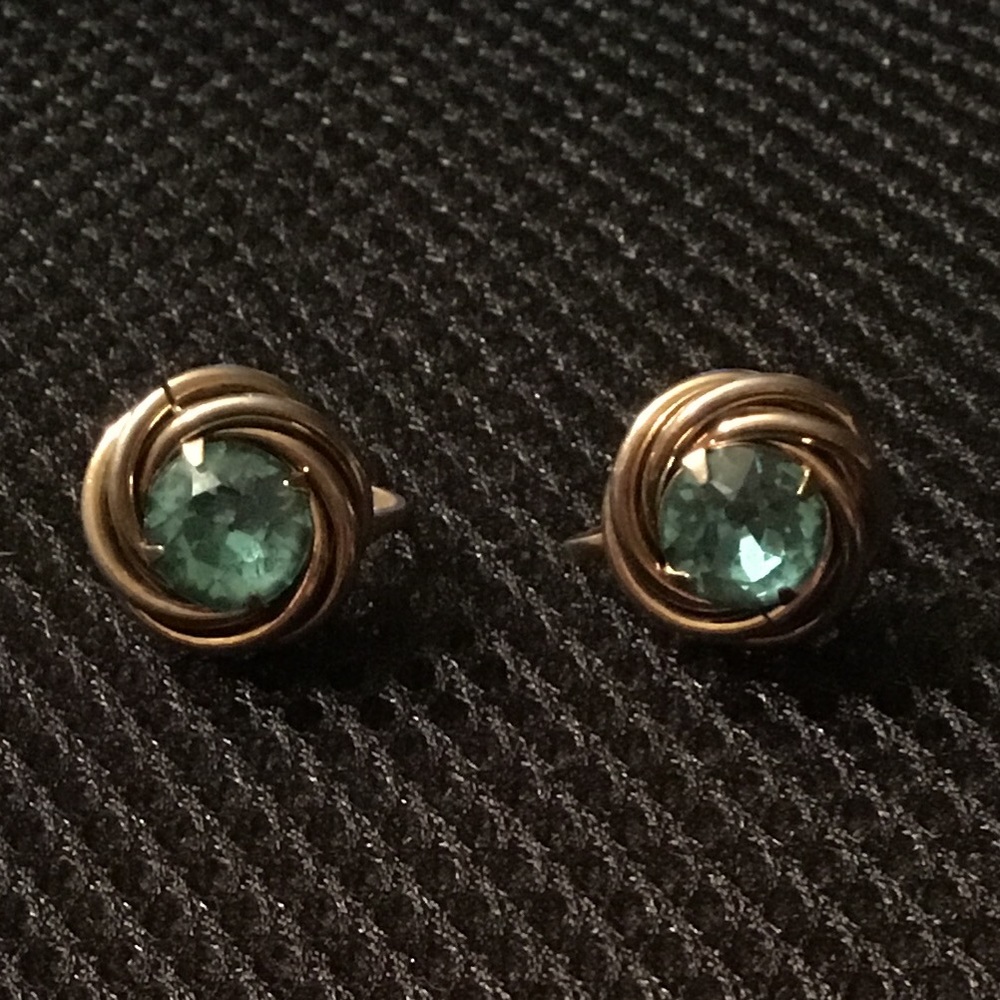 Elegant Gold and Green Stud Earrings